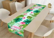 1 pc Vibrant Flamingo and Palm Leaf Table Runner