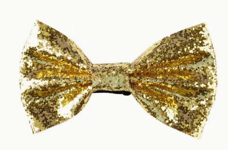 Sequin Pre-Tied Bow Tie - Gold