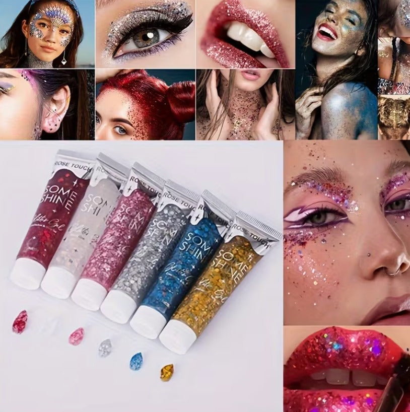 Long-Lasting Body Glitter Gel for Face, Hair & Eyes