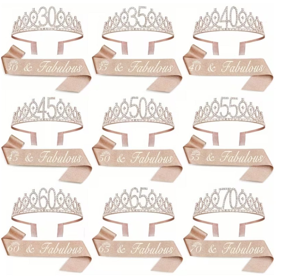 Birthday Sash and Crown Set for Women