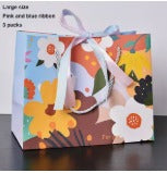 1pc Floral and White Bird Gift Bags with Ribbon