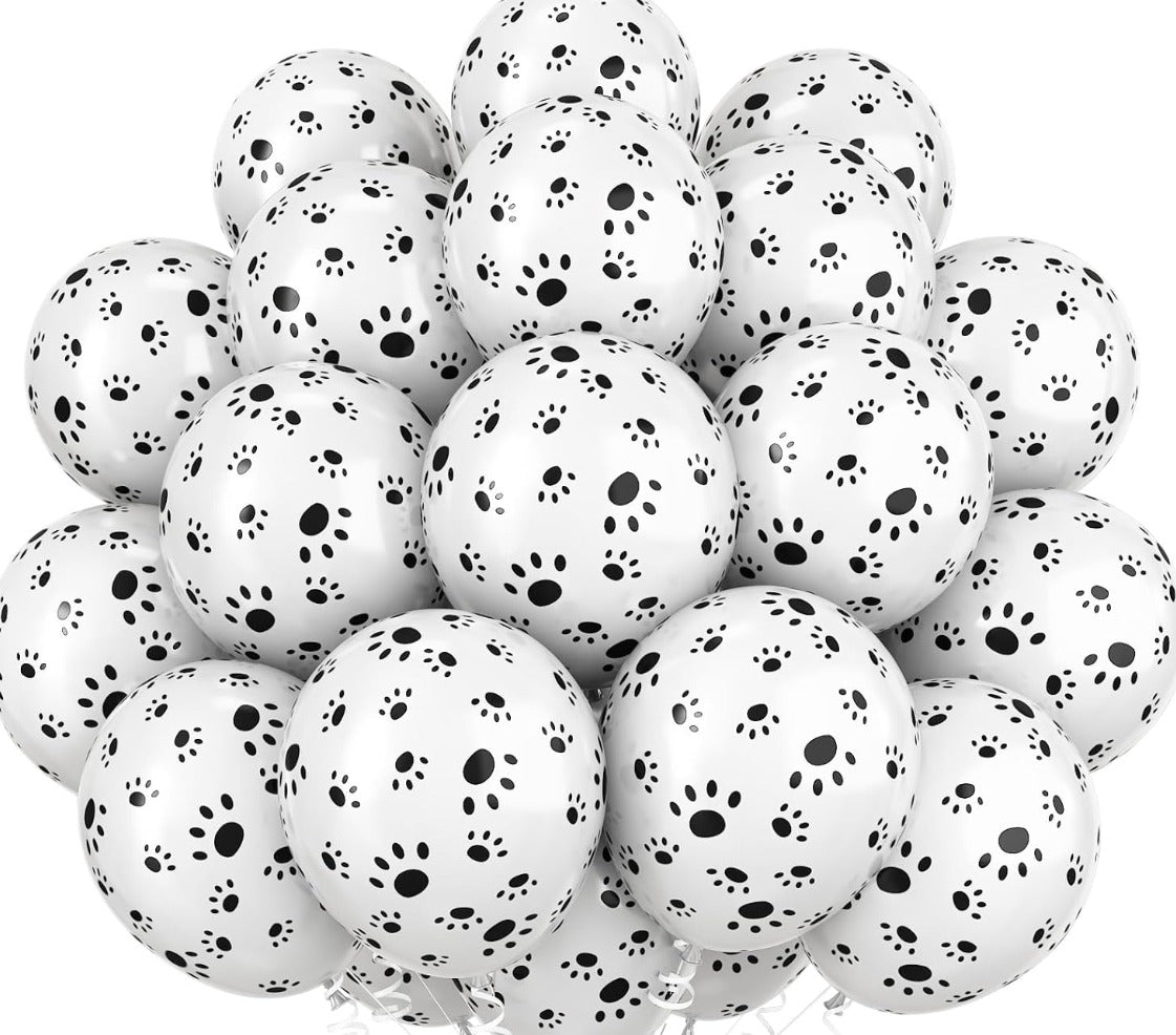 12" Animal Dog Paws Print Balloons - White
