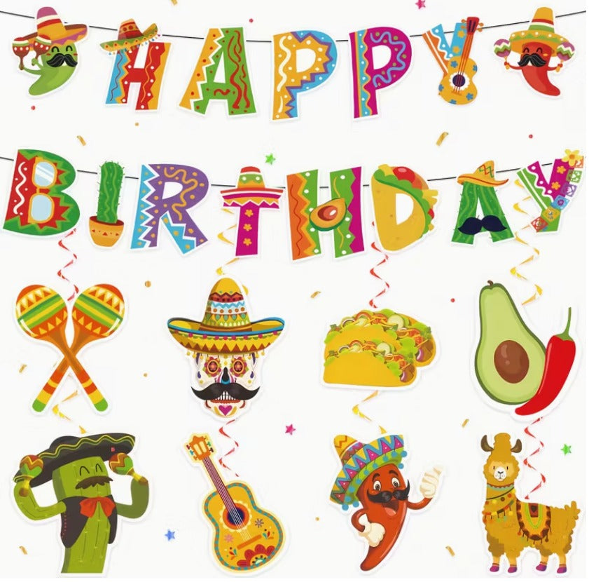 Mexican Fiesta Birthday Decorations Set