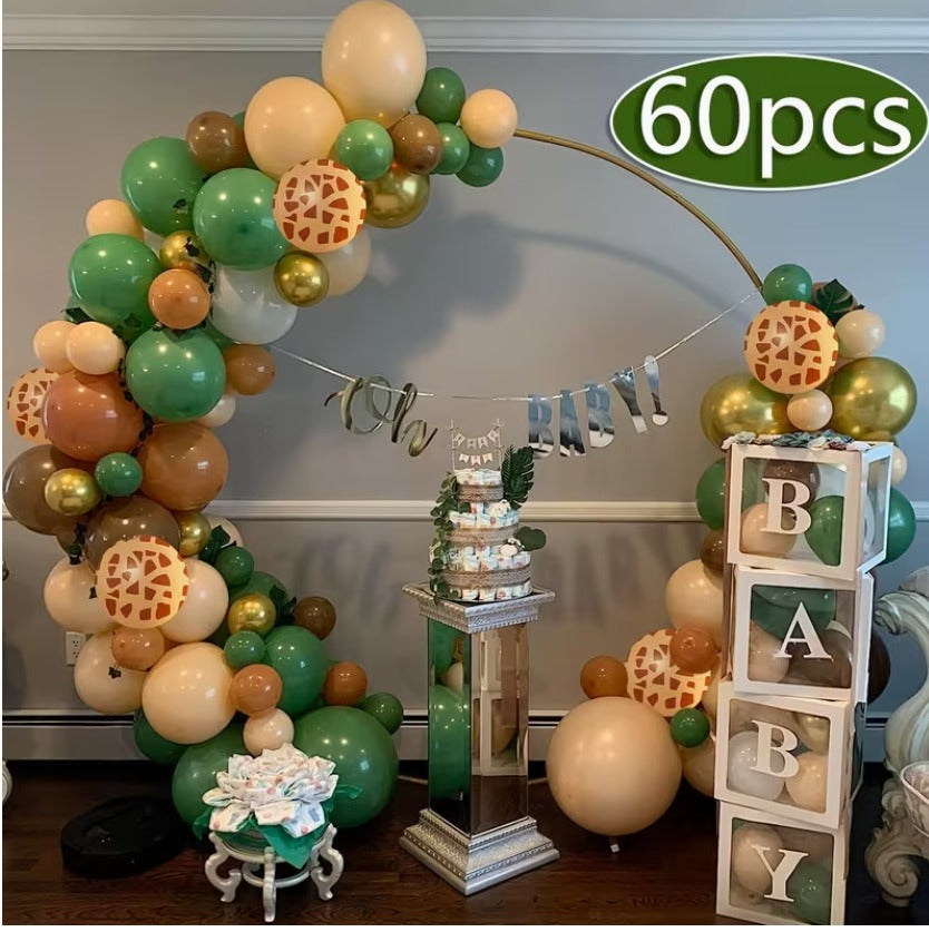 60pcs Giraffe Print Balloon Set – Jungle Theme Decorations