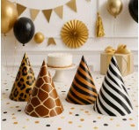 12-Pack Safari Animal Print Party Hats