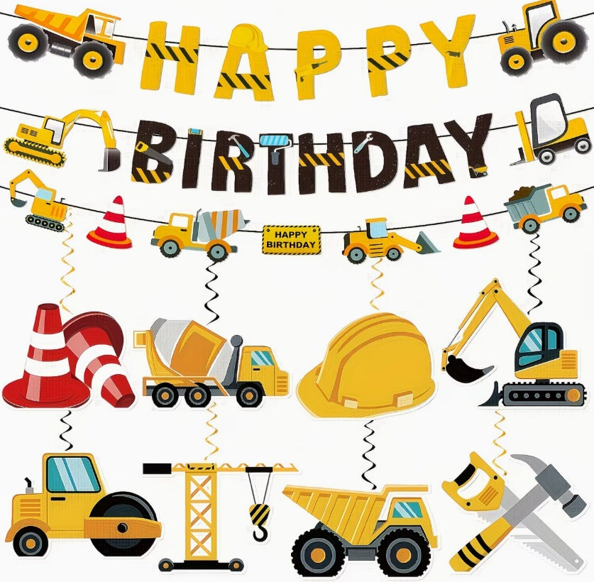 Construction Theme Birthday Decoration Set