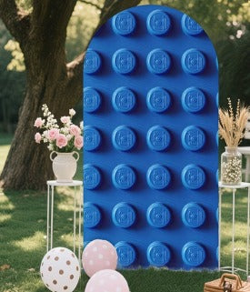 Blue Building Block Party Banner Backdrop – 1pc