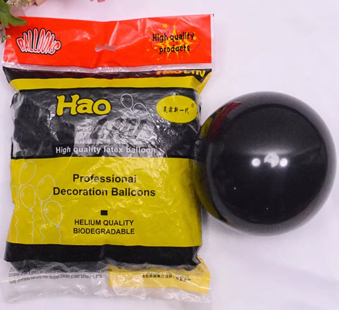 12" Latex Balloons Black (100 pcs)