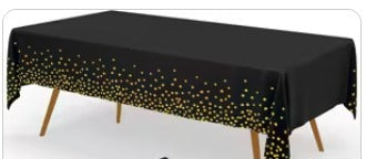 Black and Golden Disposable Tablecloth, 137.16 x 274.32 cm