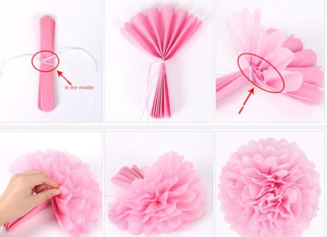 Tissue Paper Pompom Flower - Hot Pink