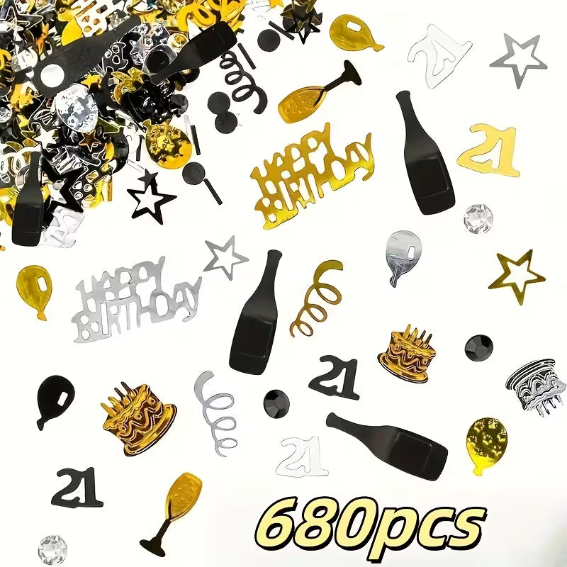 Golden & Black 21st Birthday Confetti Mix
