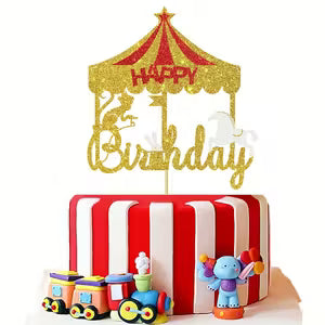 Glitter Circus Happy Birthday Cake Topper