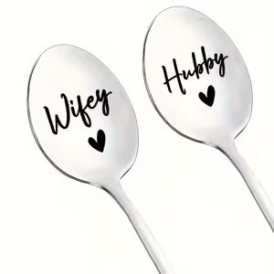 Pair of 'Mr. & Mrs.' Stainless Steel Coffee Spoons