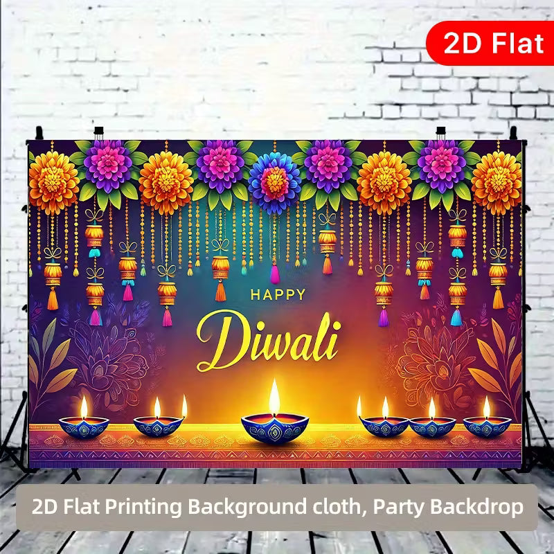 Vibrant Diwali Party Backdrop Banner
