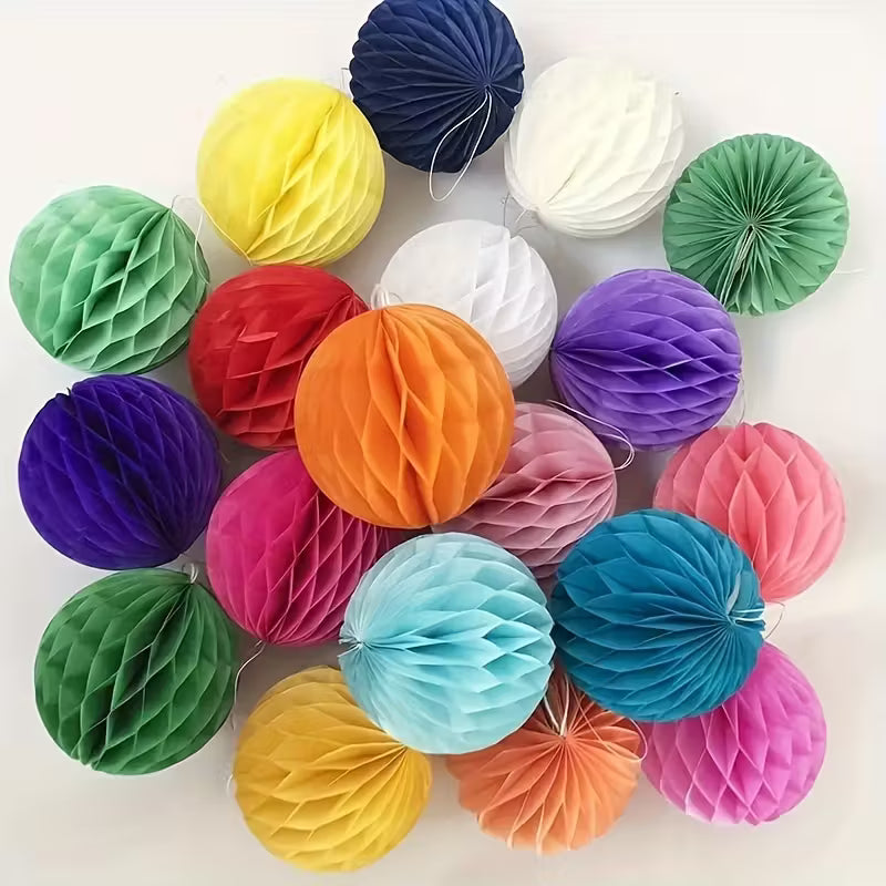 6pcs Vibrant Honeycomb Paper Pom Poms