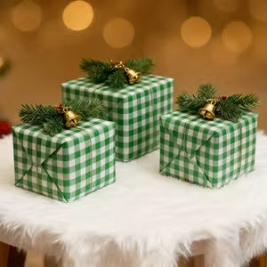 Green & White Checkered Wrapping Paper - 50cm x 5m