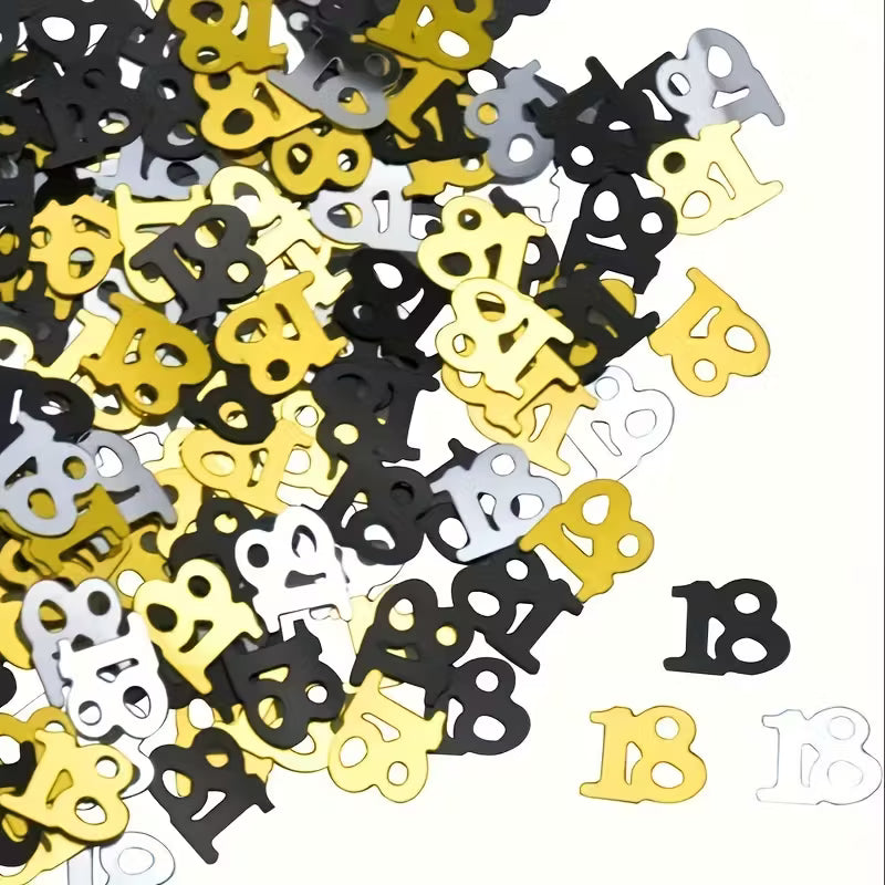 Golden Silver & Black 18th Birthday Confetti Mix