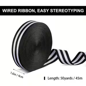 White & Black Striped Grosgrain Ribbon