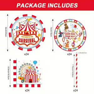 Circus Animals Theme Disposable Tableware Set