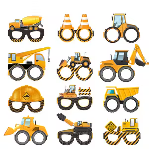 Engineering Construction Themed Paper Glasses