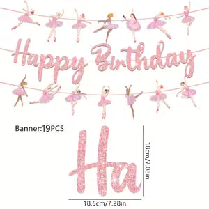 Pink Ballet Dancer Silhouette Birthday & Shower Decoration