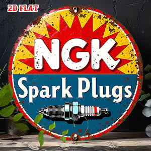 Round Vintage Wall Design - NGK spark plug