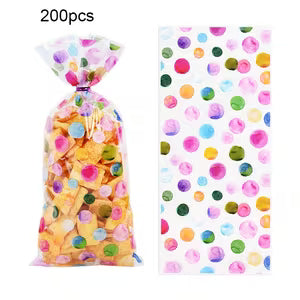 Rainbow Polka Dot Cellophane Treat Bags