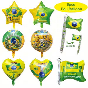 Vibrant Yellow & Green Brazil Foil Balloons