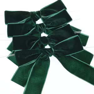 Pre-Made Velvet Bows - (Green)