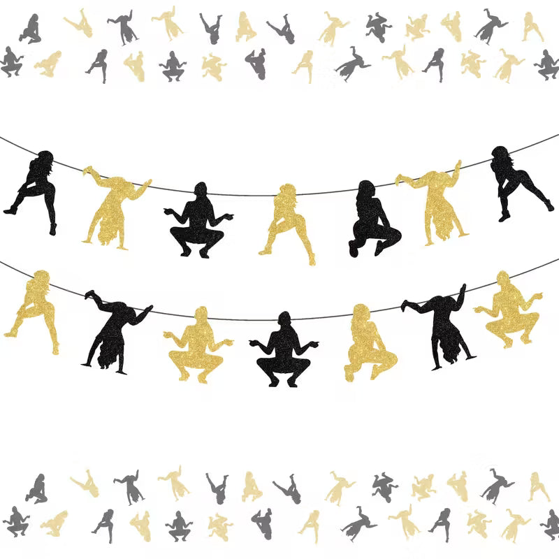 2pcs Black & Golden Twerk Dance Party Banners