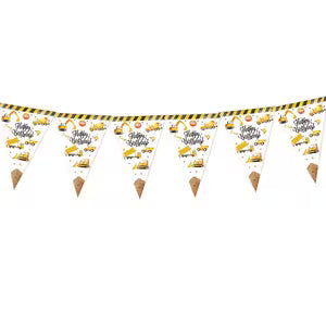 Construction Excavator Birthday Banner (Yellow)
