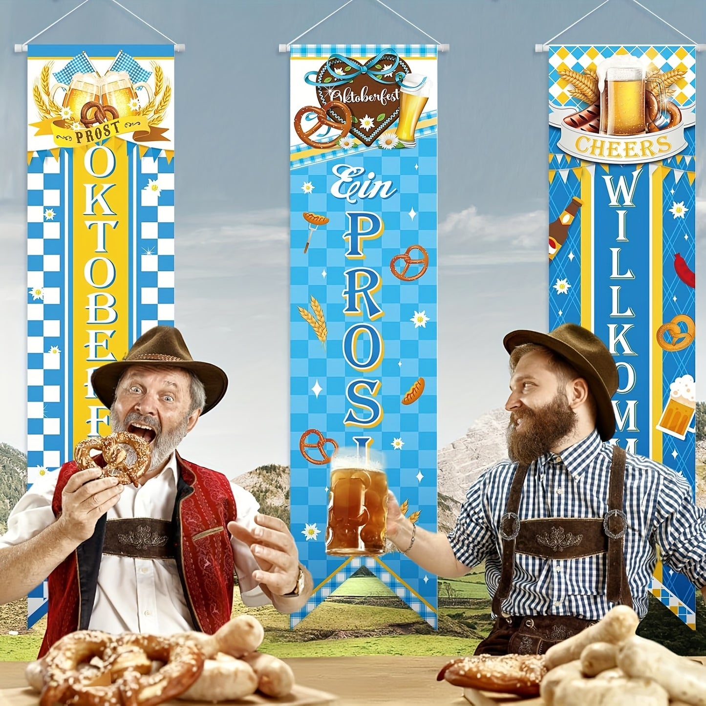 3pcs Oktoberfest Bavarian Party Banner Set