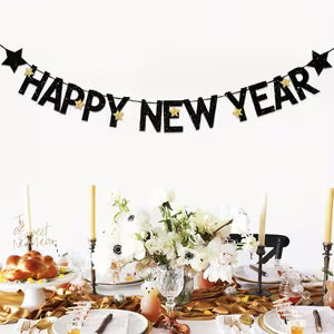 Sparkling Black Gold Happy New Year Banner