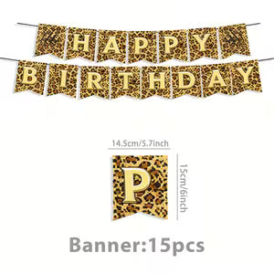 Gold Leopard Print Happy Birthday Banner