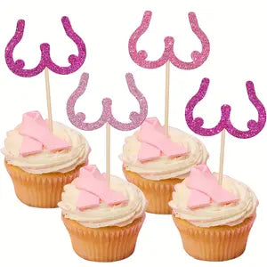 12pcs Breast Cancer Awareness Cupcake Toppers