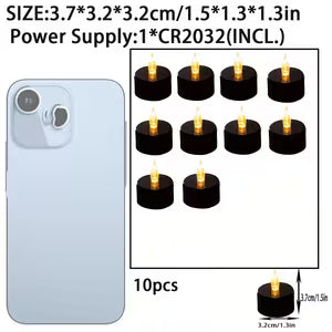 Flashing Lights Battery Powered Black Tea Light Candles