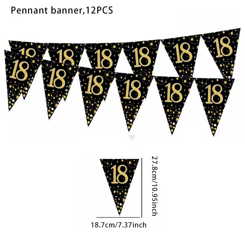 Elegant Black & Golden Confetti Birthday Banner (18)