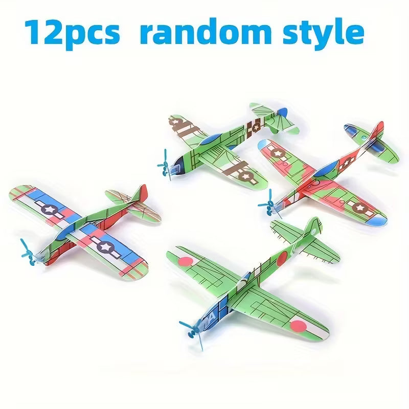 12 pcs Foam Glider Plane Set – Random Style Flying Toys