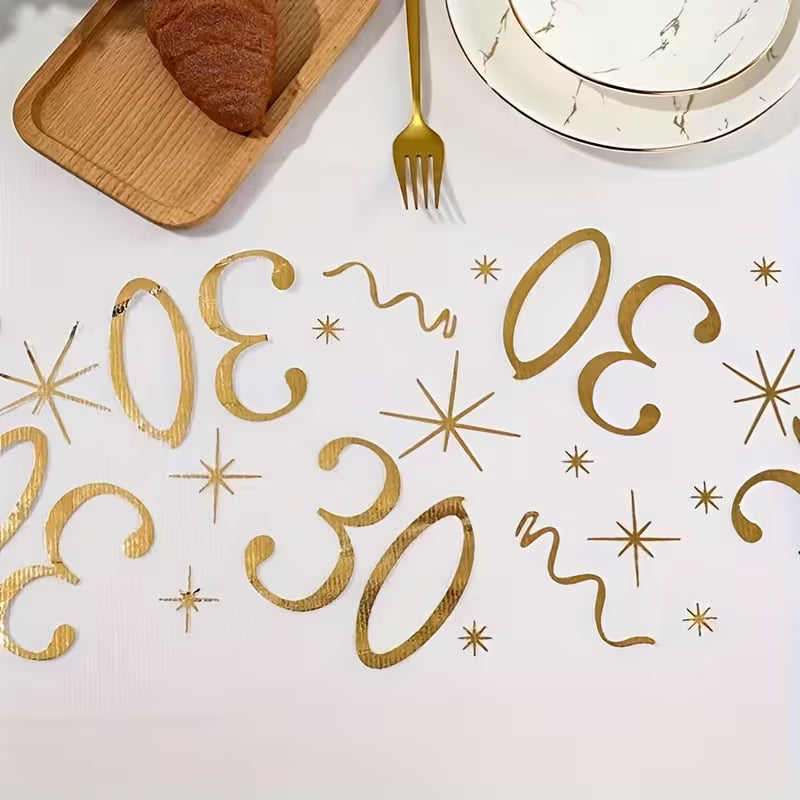30th Table Runner Gold