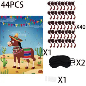 Large Mexican Donkey Game Poster & Fiesta Accessories
