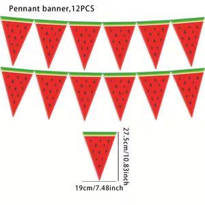 Watermelon-Themed Triangular Flag Banners