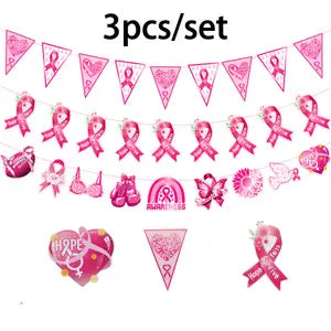 3pcs Breast Cancer Awareness Party Banner