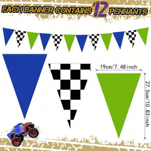 Monster Truck-Themed Triangle Flag Banner