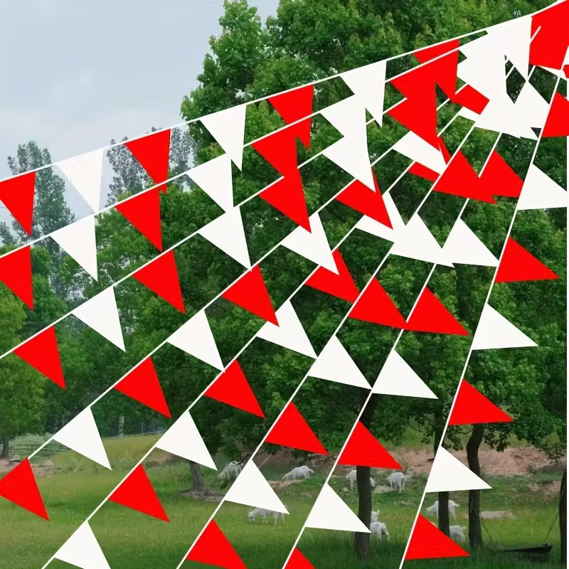 99.97meter Carnival & Circus Red & White Triangle Flags