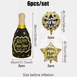 Happy New Year Balloons with Gold & Black