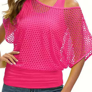 1980's Mesh Off-Shoulder Tank Top