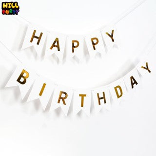 Elegant White Birthday Banner