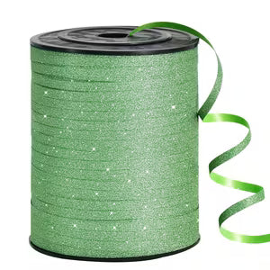 500 Yards Glitter Curling Ribbon, 1/5" Wide Halloween Ribbon, Christmas Ribbon, New Years, Curling Ribbons for Gift Wrapping, Party Decoration, Birthday Decors, Balloon String, Crafting, Balloon Ribbons for Florist Flowe Word (Green)