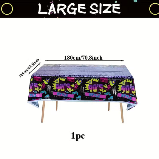 90's Party Tablecloth - Vibrant Neon