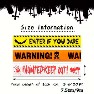 3pcs Halloween Caution Tape, 7.5cm x 9m